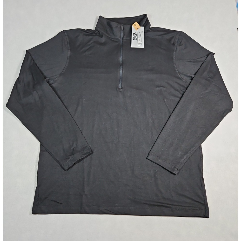 CSG Active Mens Black 1/4 Zip Performance Pullover Top Size XL NWT